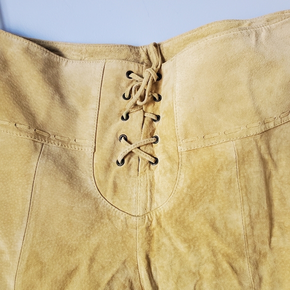 Amazing lemon yellow super soft suede vintage pants 33 inch waist - Picture 4 of 6